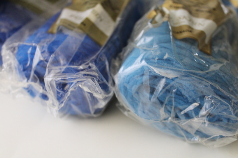 photo of 1970s vintage Phentex synthetic yarn for knitting, fluffy macrame, crafts shades of blue #3