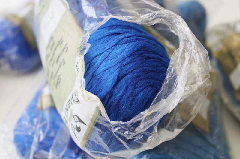 photo of 1970s vintage Phentex synthetic yarn for knitting, fluffy macrame, crafts shades of blue #4