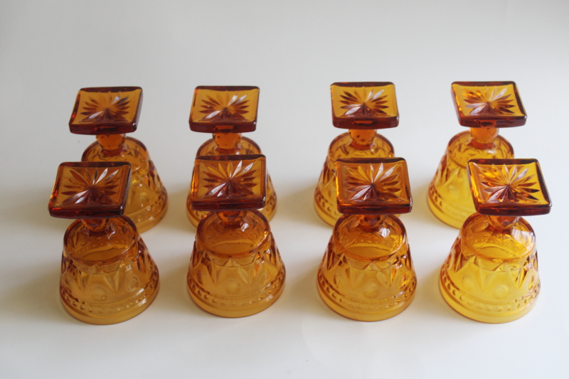 photo of 1970s vintage amber glass wine or cocktail glasses, Colony Park Lane pattern goblets  #5