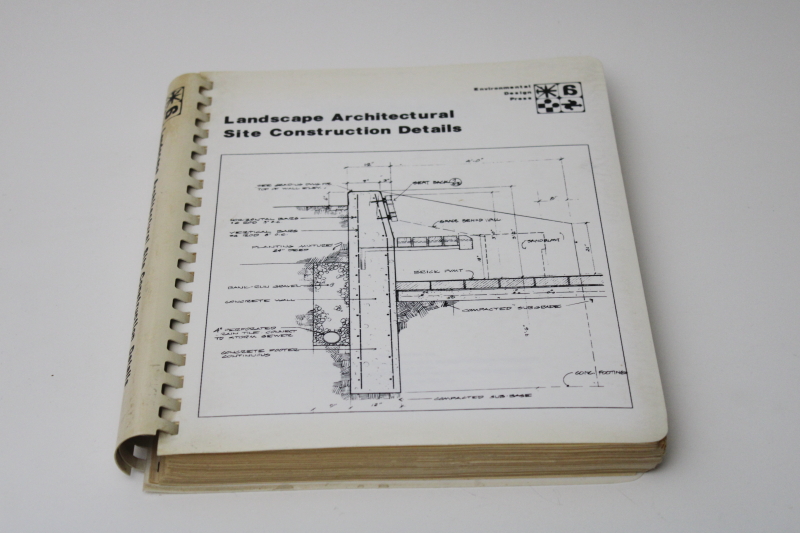 photo of 1970s vintage book environmental design architectural drawings, Landscape Site Construction Details #1