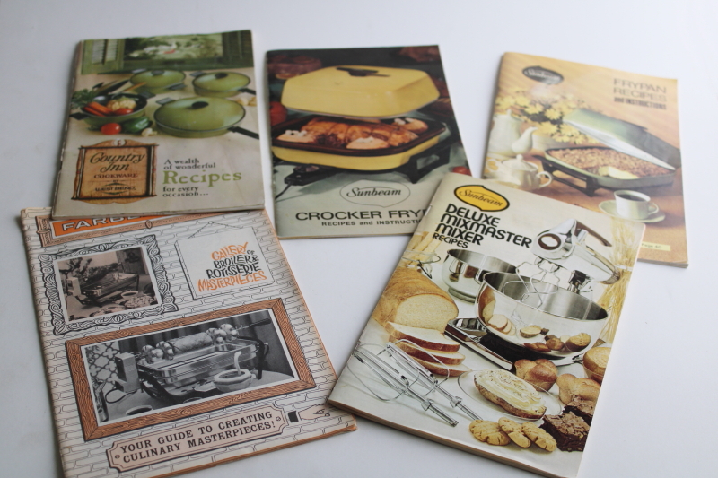 photo of 1970s vintage kitchen appliance booklets, user manuals w/ recipes, cookbook lot  #1