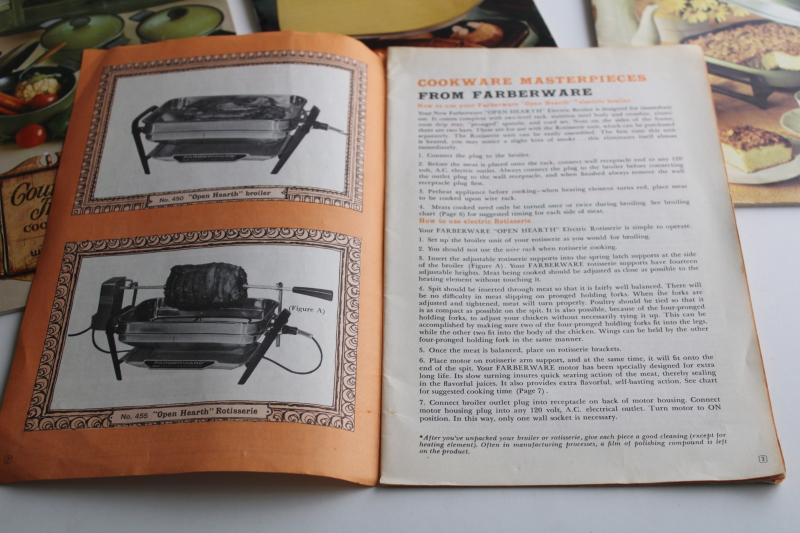 photo of 1970s vintage kitchen appliance booklets, user manuals w/ recipes, cookbook lot  #3