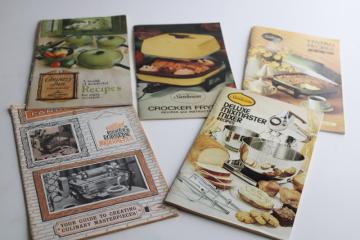 1970s vintage kitchen appliance booklets, user manuals w/ recipes, cookbook lot 