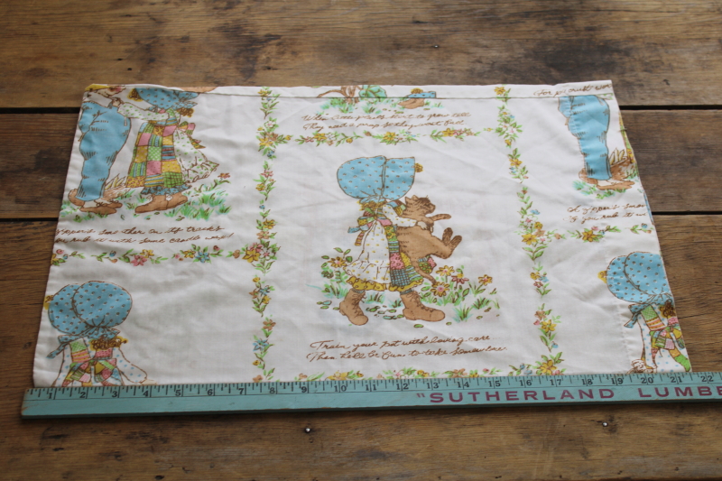 photo of 1970s vintage pillowcase handmade from Holly Hobbie print bed sheet fabric  #1