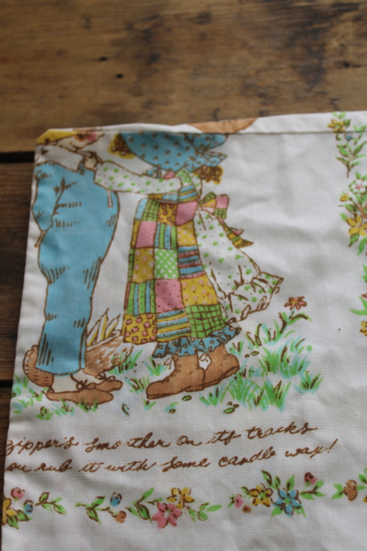 photo of 1970s vintage pillowcase handmade from Holly Hobbie print bed sheet fabric  #3