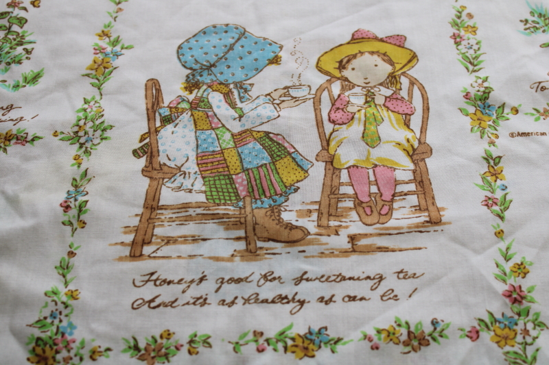 photo of 1970s vintage pillowcase handmade from Holly Hobbie print bed sheet fabric  #4