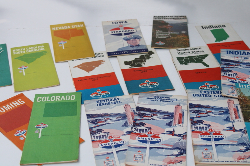 photo of 1970s vintage road maps Standard Oil division American Oil Ameco old advertising lot #1