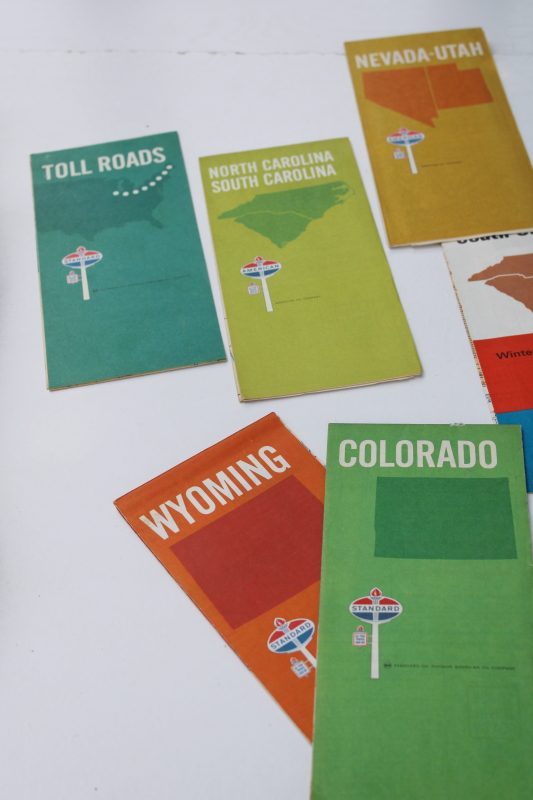 photo of 1970s vintage road maps Standard Oil division American Oil Ameco old advertising lot #2