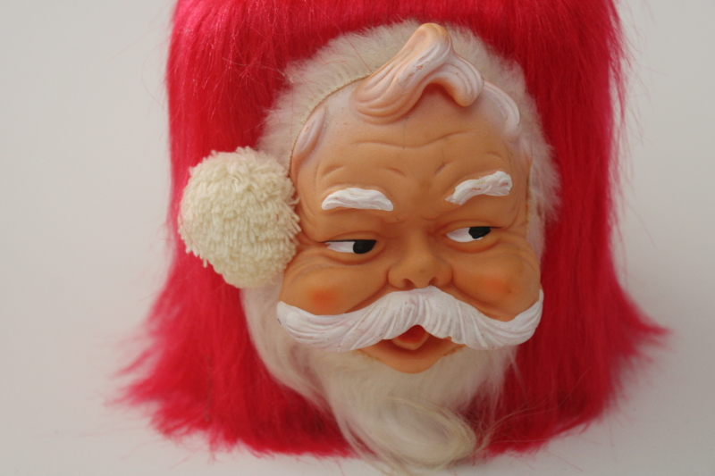 photo of 1970s vintage rubber face Santa kitschy Christmas tissue box, red fuzzy fake fur, so retro! #2