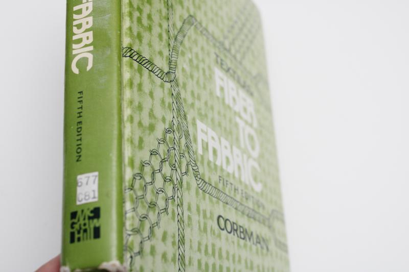 photo of 1970s vintage textbook, Textiles Fibers to Fabric, materials & fabric weave knit types #2