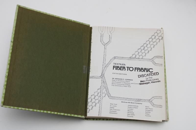 photo of 1970s vintage textbook, Textiles Fibers to Fabric, materials & fabric weave knit types #4