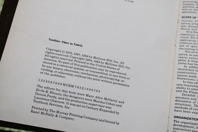 photo of 1970s vintage textbook, Textiles Fibers to Fabric, materials & fabric weave knit types #5