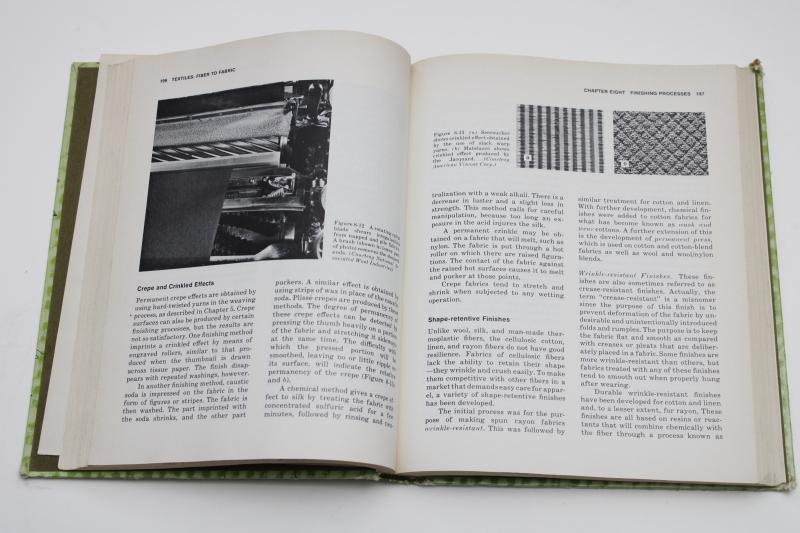 photo of 1970s vintage textbook, Textiles Fibers to Fabric, materials & fabric weave knit types #7