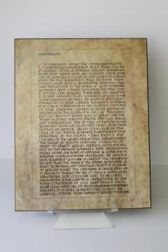 catalog photo of 1970s vintage wall art Desiderata inspirational words in medieval manuscript style