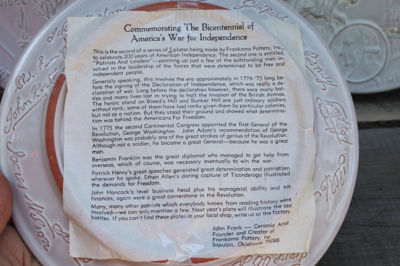 photo of 1976 vintage Frankoma plates set of 5 American Revolution patriots & battles Revolutionary War #4
