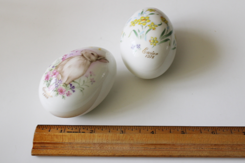 photo of 1978 1988 vintage Noritake porcelain Easter eggs bunnies and daffodils #1