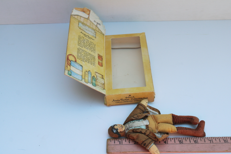 photo of 1979 Hallmark Amelia Earhart printed cloth doll in tiny airport print box  #6