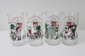 catalog photo of 1980 Holly Hobbie & Robbie Christmas Coca Cola glasses full set of four tumblers