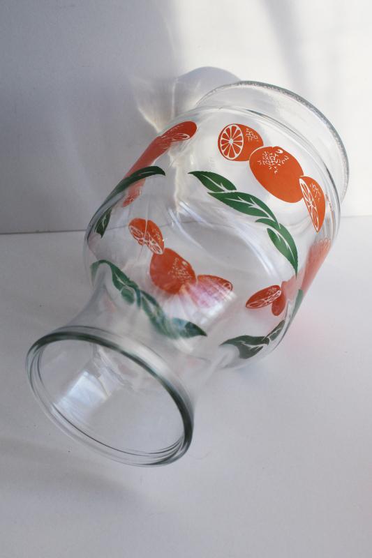 photo of 1980s vintage Anchor Hocking glass refrigerator bottle, retro orange juice carafe #5