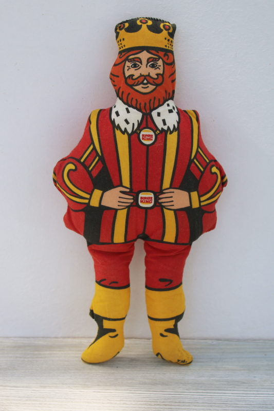 photo of 1980s vintage Burger King print cotton cloth doll, old BK advertising #1