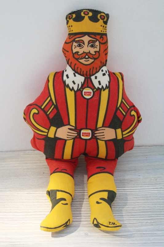 photo of 1980s vintage Burger King print cotton cloth doll, old BK advertising #2