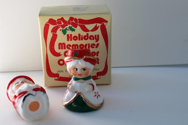 photo of 1980s vintage Christmas carolers china figurines, candle holders in original box #2