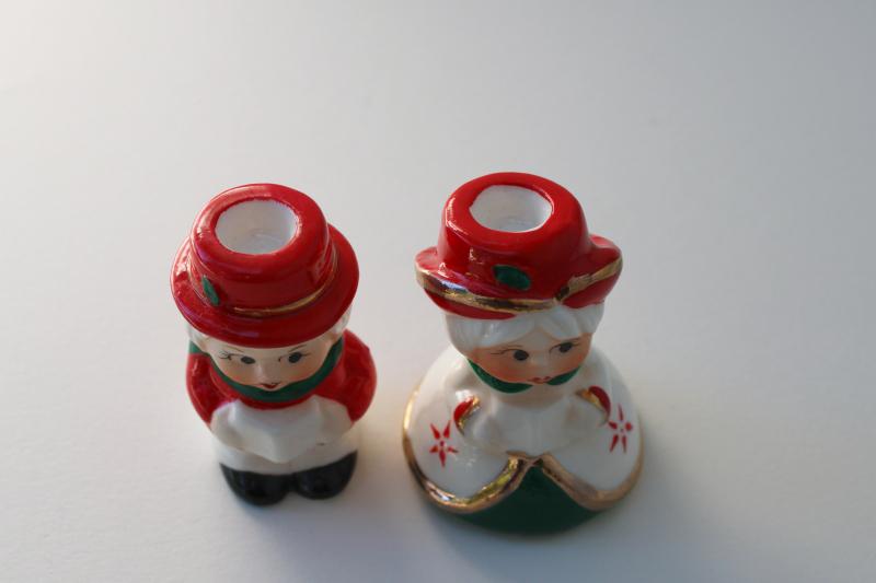 photo of 1980s vintage Christmas carolers china figurines, candle holders in original box #4