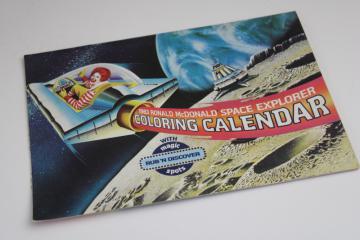 catalog photo of 1980s vintage McDonalds Ronald McDonald space explorer coloring book calendar unused