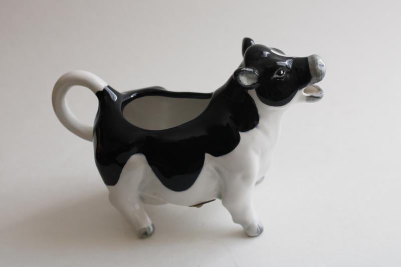 photo of 1980s vintage Otagiri Japan holstein cow creamer, farmhouse kitchen cream pitcher #6