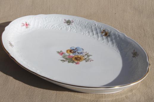 photo of 1980s vintage Schumann Bavaria porcelain platter or tray, yellow daisy pansy floral #2