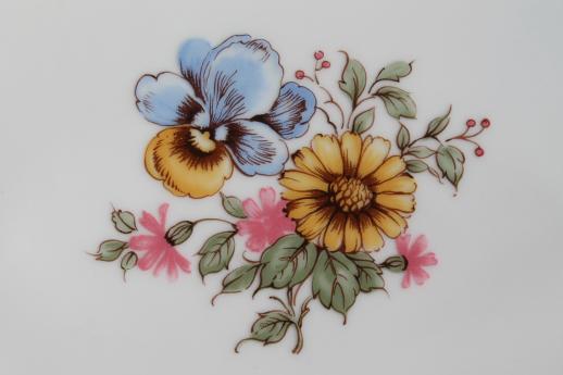 photo of 1980s vintage Schumann Bavaria porcelain platter or tray, yellow daisy pansy floral #3