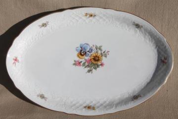 catalog photo of 1980s vintage Schumann Bavaria porcelain platter or tray, yellow daisy pansy floral