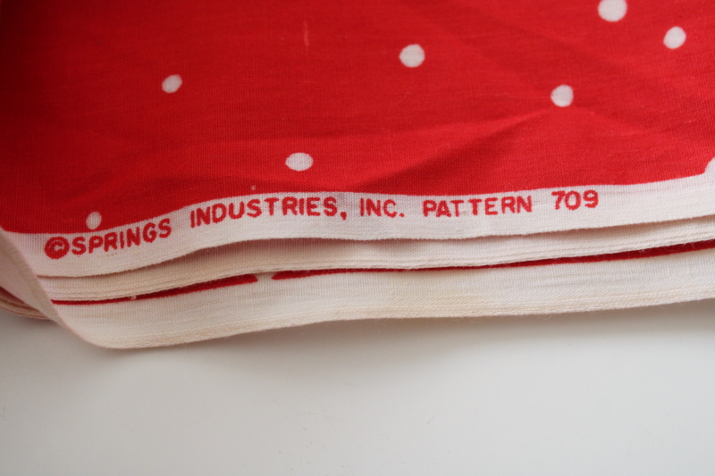 photo of 1980s vintage Springs cotton fabric, white snowflakes on red holiday season print  #3