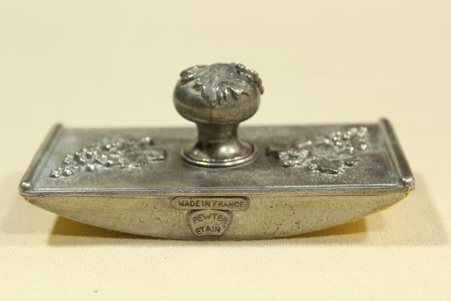photo of 1980s vintage Victorian style pewter rocking blotter, made in France #2