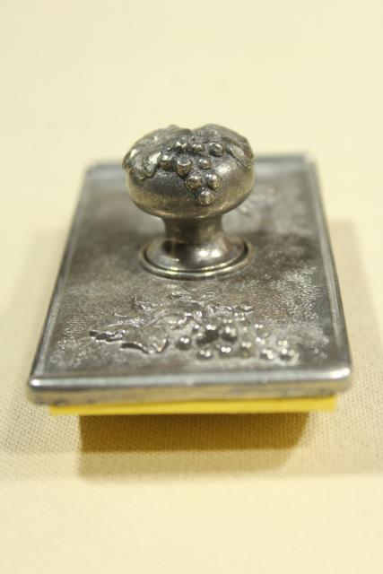 photo of 1980s vintage Victorian style pewter rocking blotter, made in France #4