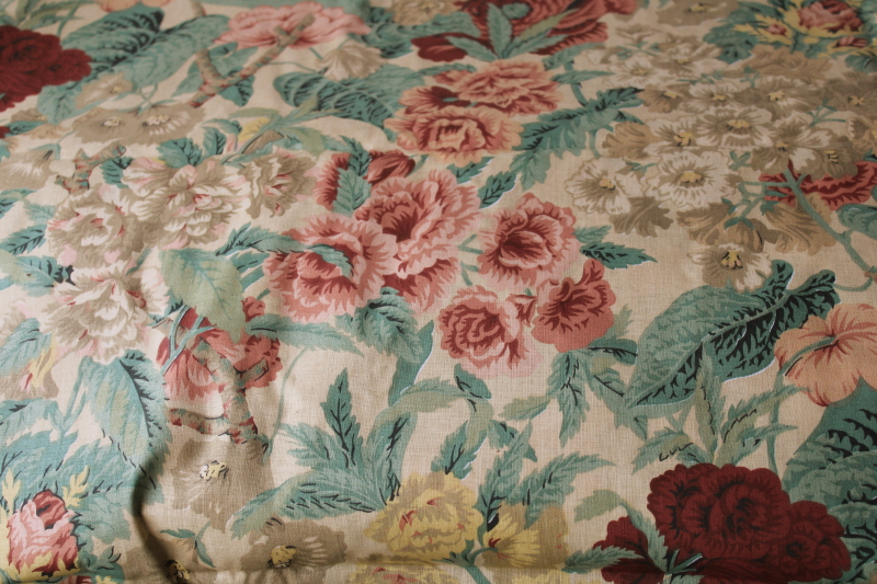 photo of 1980s vintage cottage floral print cotton fabric, sheet or quilt weight home decor fabric  #4