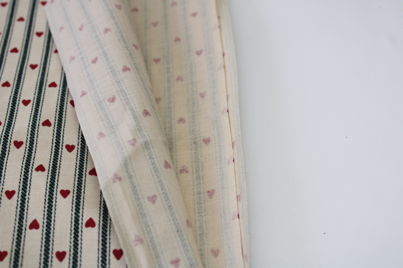 photo of 1980s vintage cotton fabric quilting prints tiny heart checks & pine trees prairie girl Christmas red & green  #3