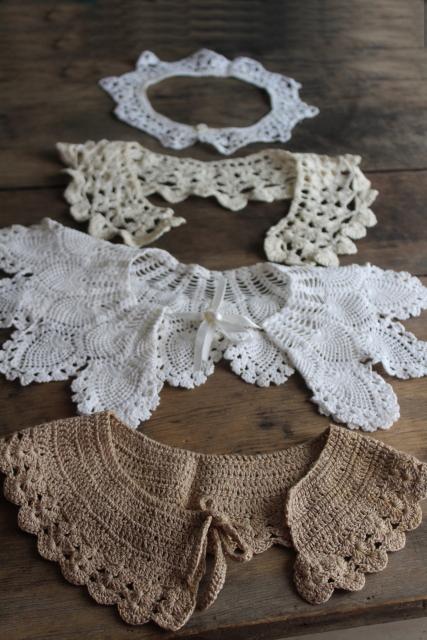 photo of 1980s vintage crochet lace collars, round peter pan collars mommy & me sizes #1