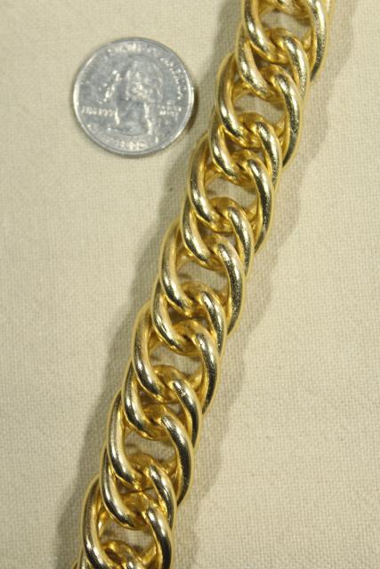 photo of 1980s vintage gold tone metal chain drapery hardware, curtain tie backs new w/ tags #7