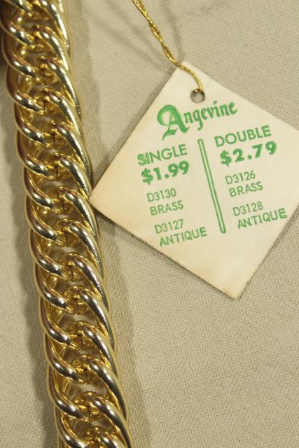 photo of 1980s vintage gold tone metal chain drapery hardware, curtain tie backs new w/ tags #9
