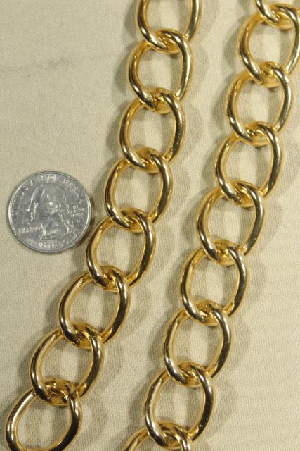 photo of 1980s vintage gold tone metal chain drapery hardware, curtain tie backs new w/ tags #11