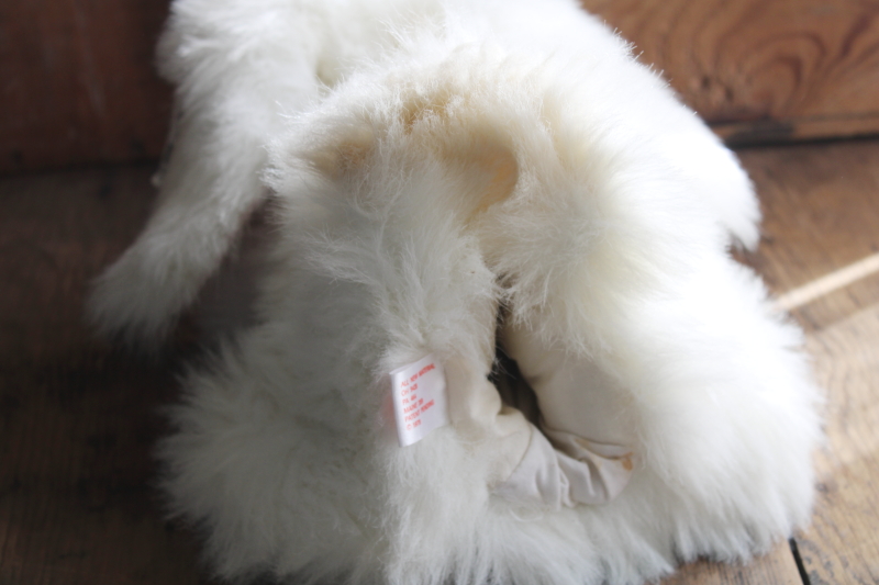 photo of 1980s vintage hand puppet furry white rabbit Easter bunny plush toy, Animal Express tag #5