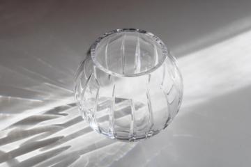 catalog photo of 1980s vintage lead crystal rose bowl, Atlantis crystal cut glass ball shaped vase
