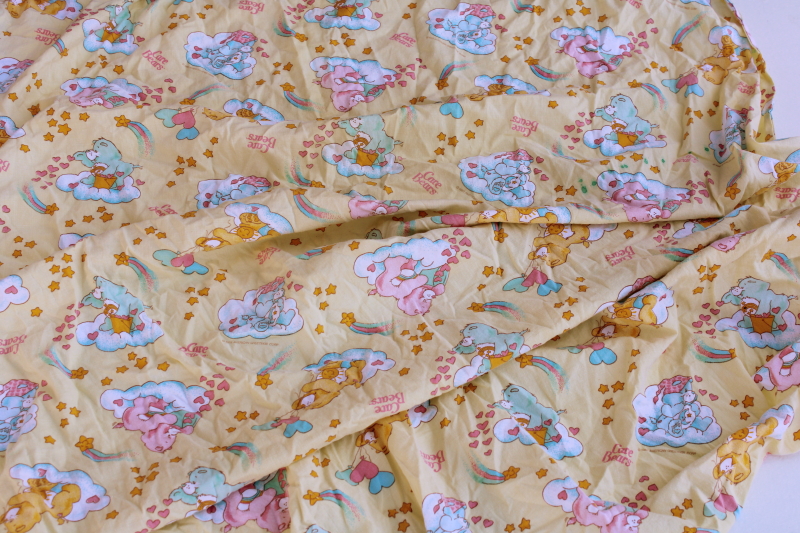 photo of 1983 vintage Care Bears print cotton crib sheet, fabric for upcycle sewing quilting #1