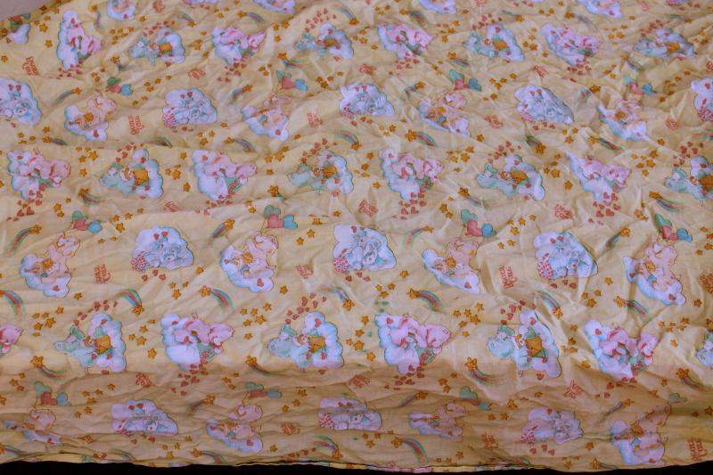 photo of 1983 vintage Care Bears print cotton crib sheet, fabric for upcycle sewing quilting #6