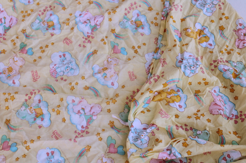 photo of 1983 vintage Care Bears print cotton crib sheet, fabric for upcycle sewing quilting #7