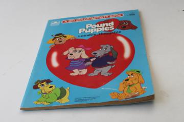 catalog photo of 1986 Pound Puppies unused coloring book, 80s vintage Golden Book