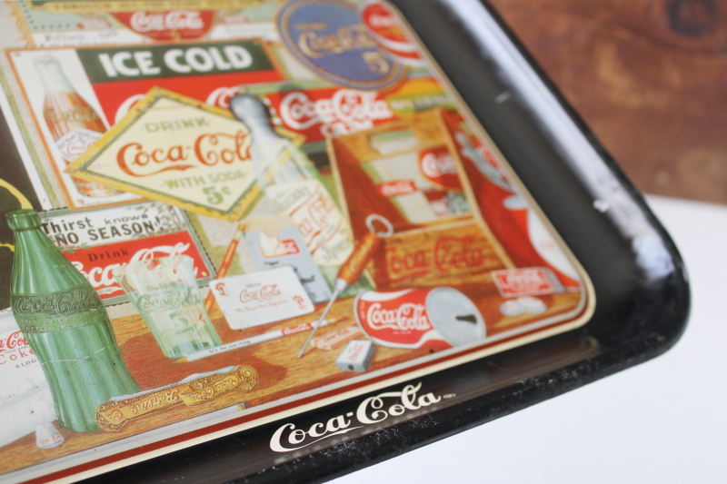 photo of 1990 vintage metal Coke tray Coca Cola collectibles artwork print w/ antique signs #5