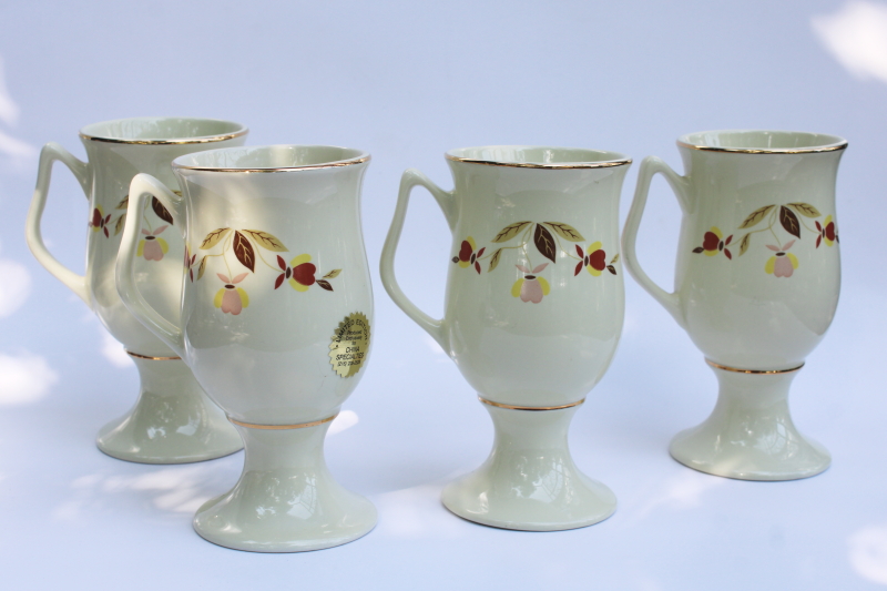 photo of 1990s Hall China Specialties Autumn Leaf (Jewel Tea) tall mugs set of four w/ original label #3