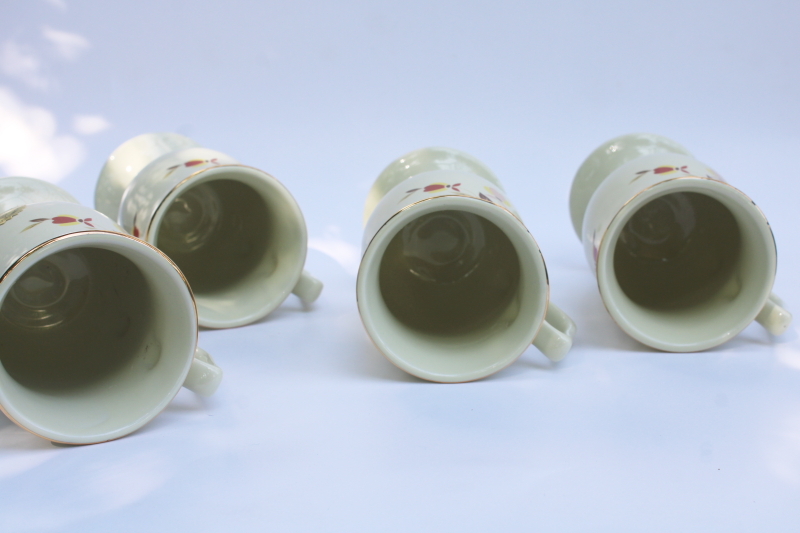 photo of 1990s Hall China Specialties Autumn Leaf (Jewel Tea) tall mugs set of four w/ original label #4